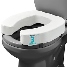Padded Toilet Seat Riser Adds 3" Firm Support - Fits Most Toilets, 250 Lb Max