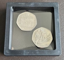 Set of 2 Rare Olympic 2011 Circulated 50p Coins: Football (Offside) & Triathlon