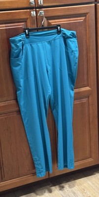 Reel Legends Performance Pants Blue Green Stretchy Color Pull On Size XL