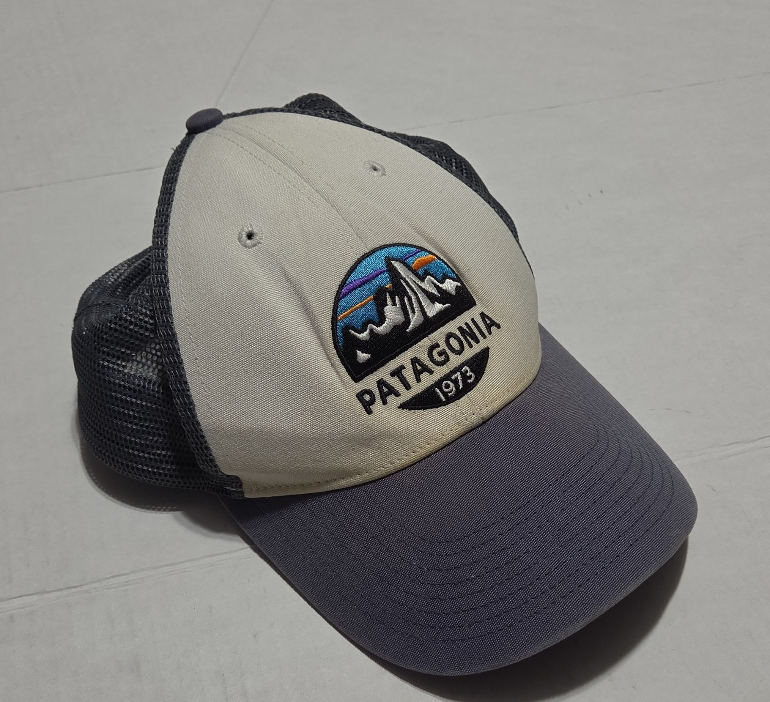 Patagonia Trucker Hat Blue Beige Mesh Back Adjustable Men’s One Size