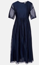  S Max Mara  FATOSO  SILK BLEND ORGANZA MIDI ULTRAMARINE DRESS US-1O NWT 1,125