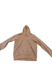 Nike Sweater Mens Size Medium Beige Sand Tan Swoosh Pullover Hoodie Sweatshirt