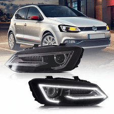 LED Scheinwerfer Set Schwarz für VW Polo V 6R 6C 2009–2017 Dynamischen Blinkern