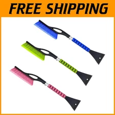3-Pack Snow Brush Ice Scraper Set - Green Blue Pink