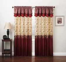 Fancy Collection Embroidery 55"W x 84"L (Pack of 2), Burgundy 