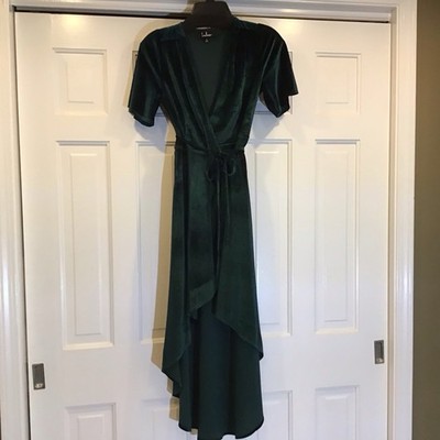 green emerald velvet dress Katelyn Velvet Maxi Wrap Dress