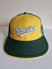 Vintage Reebok NBA Hardwood Classics Seattle Supersonics eng anliegende Mütze Größe 7 3/8
