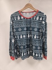 Holiday Pajama Set Womens Small Tree Print Long Sleeve Top Pants Cozy Sleepwear