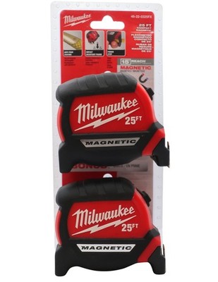 Milwaukee 25 Ft Magnetic Tape Measure 2-Pack With 15' Ft Reach 48-22-0325FX NEW!