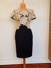 PHASE EIGHT LUCIANNA BLACK CREAM LACE PENCIL WIGGLE 50'S MIDI DRESS 10 BNWT £150