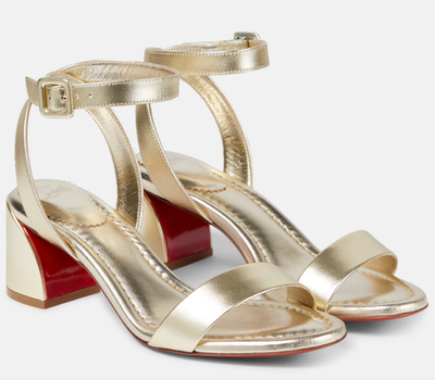 Christian Louboutin Miss Sabina 55 Platine Ankle Strap Block Heel