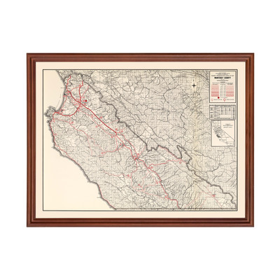 Old Map of Monterey County, CA 1935 - Vintage California Art