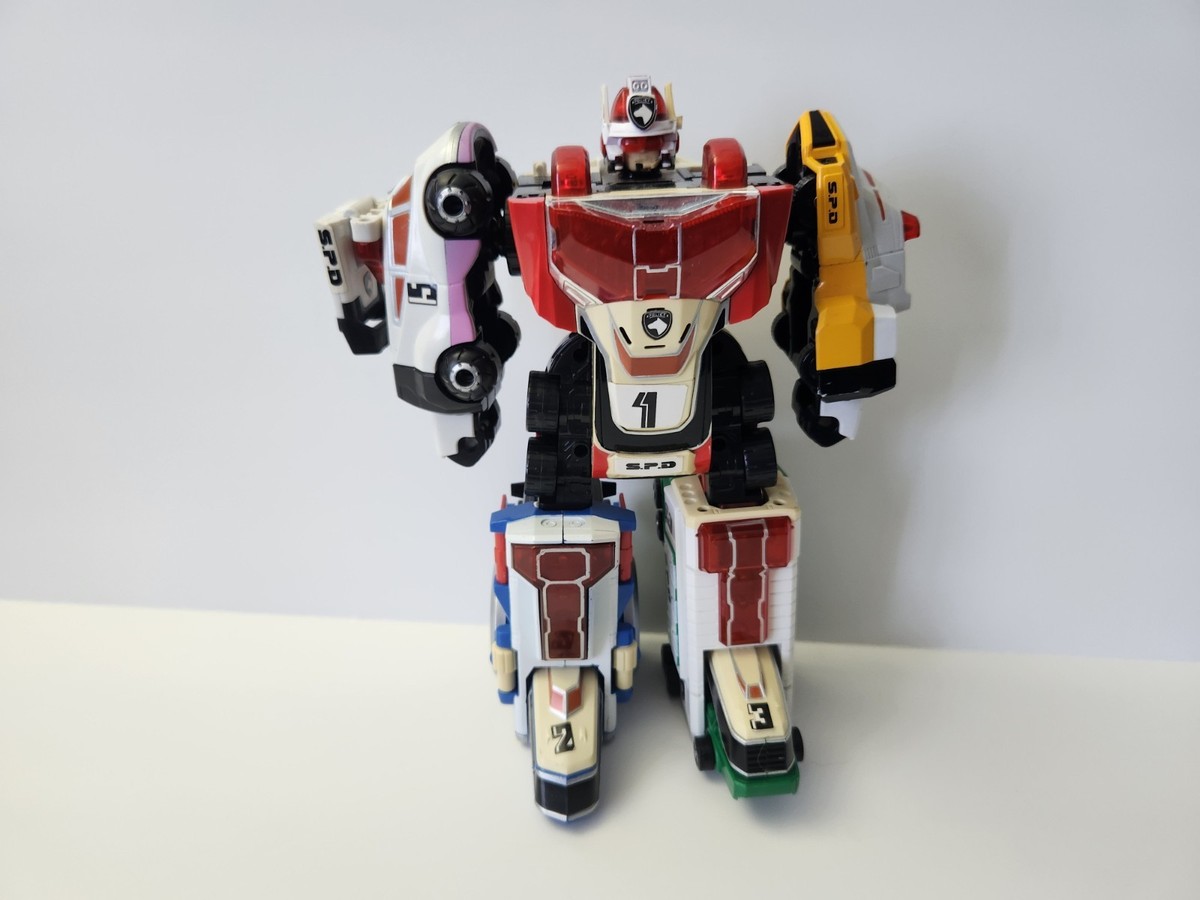 S.P.D.ロボット フィギュア - discontinued Yellowed Vintage Power Rangers SPD Delta Squad Megazord S.P.D.