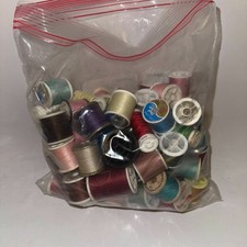 Large Lot Mixed Sewing Thread Spools Coats Polyester Cotton approx 75 spools