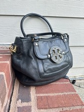 TORY BURCH Amanda Hobo Style Black Leather Shoulder Bag Crossbody Purse Pebbled