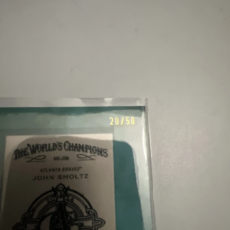 2024 TOPPS ALLEN & GINTER JOHN SMOLTZ MINI FRAMED AUTO #20/50 BLUE BORDER - Image 3 of 3