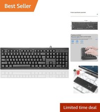 Water-Resistant Full-Size Wired Keyboard with LED Indicators - Plug  Play