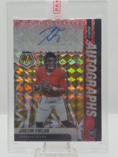Justin Fields Auto 2021 Panini Mosaic Rookie Autographs Choice Fusion Red Yellow