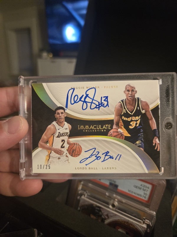 2017-18 Panini Immaculate Reggie Miller Lonzo Ball Dual On Card Auto Rookie /25