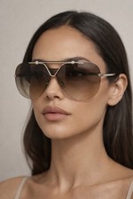 Christian Dior 57TH Vintage Shield Sunglasses Brown Gradient Aviator Rare EUC