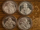 Classic Monsters 4 Coin Set Dracula, Frankenstein, Wolfman, Mummy 999 Silver 4oz