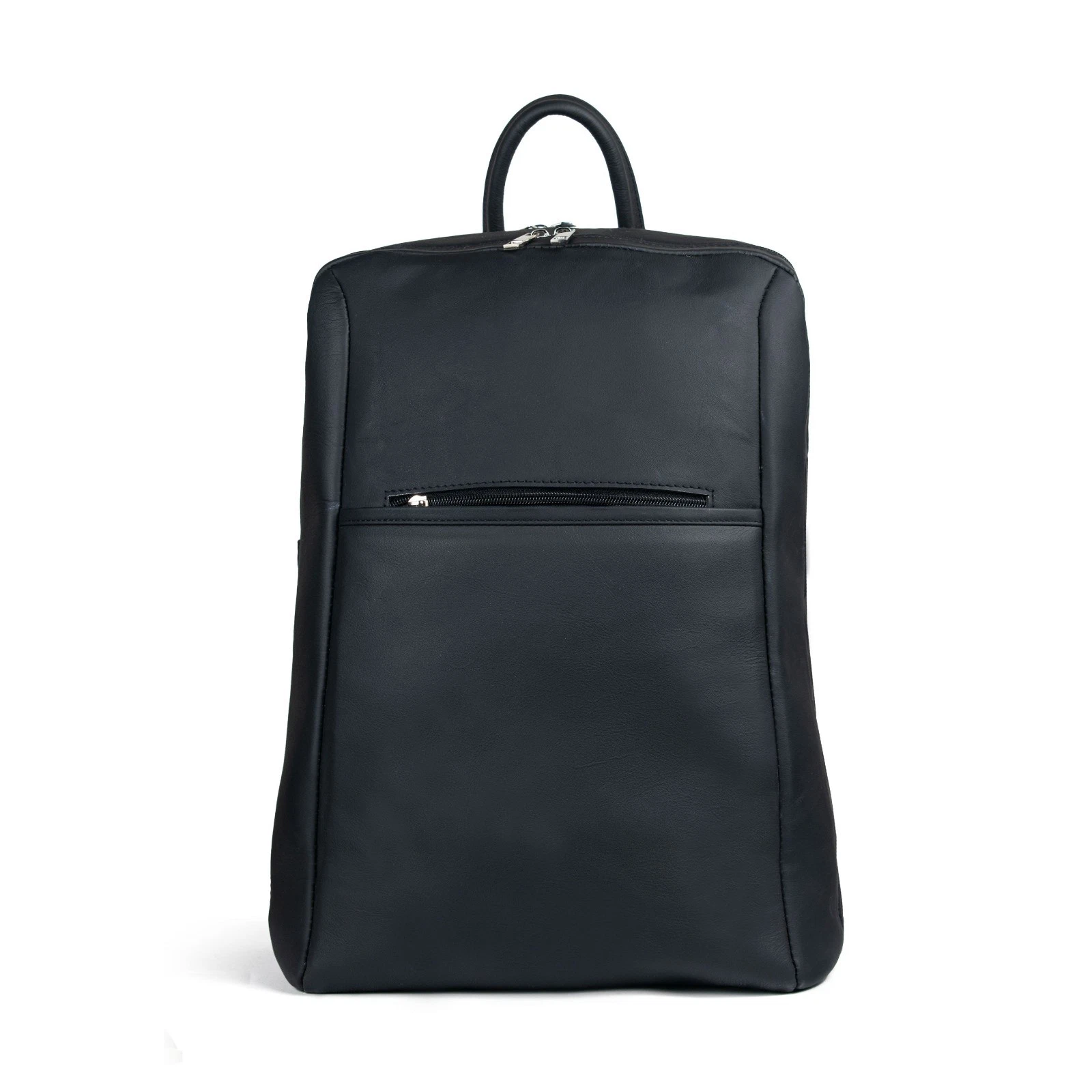 Black Leather Backpack Laptop Bag 15" Slim Travel Work Office School Rucksack