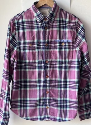 Scotch & Soda Amsterdam Men’s Plaid Shirt S Regular Cotton Button Up Pink Check - Photo 1/4