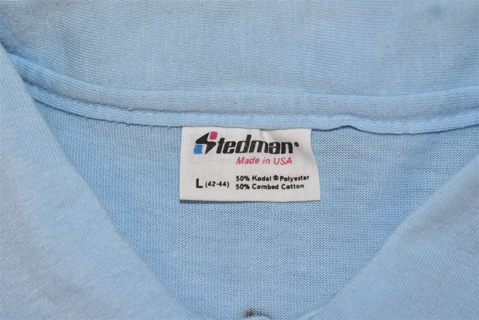 vintage 80s MACK'S 1940 FORD HOT ROD BLUE CAR CLUB LEAD SLED POLO SHIRT LARGE L - Image 4 of 4