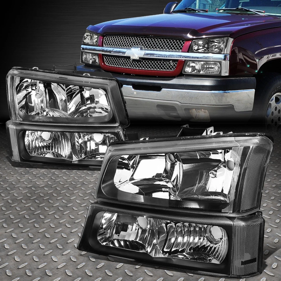 FARO NEGRO + PARACHOQUES TRANSPARENTE + LUZ DE FRENO/TRASERA LED COMPLETA PARA 03-07 CHEVY SILVERADO Foto 2 de 4