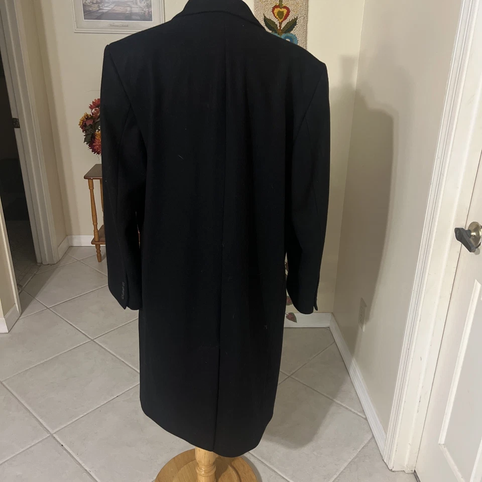  London Fog Men's BLACK Wool Blend Overcoat Jacket Coat Size 42R - Image 4 of 4