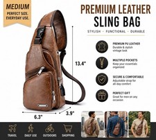 Chest Crossbody Bag Sling Backpack for Men with USB Charge Port