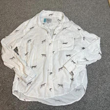 Rails Shirt Womens Extra Small White Wild Cats Print Button Up Long Sleeve Top