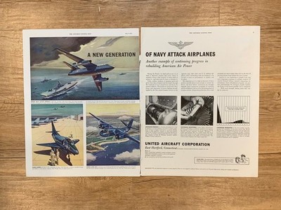 Magazine Ad* - 1955 - United Aircraft Corp. - Navy Attack Planes - (two-pages)