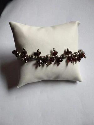 Silver Toned Bracelet with Amber Coloured Stones Costume Jewellery (V) - Image 1 of 4