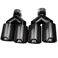 Carbon Fiber For BMW Dual Exhaust Twin End Tips Tail Pipe 101MM Out 63MM In