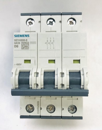 INTERRUPTOR DE CIRCUITO SIEMENS 5SY4308-8 3 POLOS 8 AMPERIOS MCB, INTERRUPTOR DE CIRCUITO MINIATURA - Imagen 3 de 5