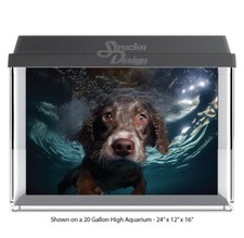 Black Brown Dog Swimming Polyester Fish Tank Glass Backdrop Aquarium Background