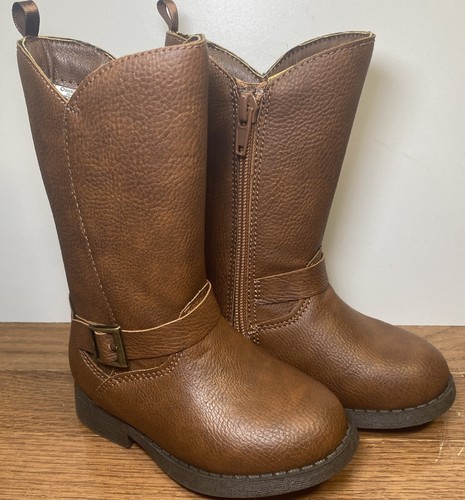 Stivali equitazione OshKosh cowgirl bambino taglia 6 nuovi senza etichette zip marroni