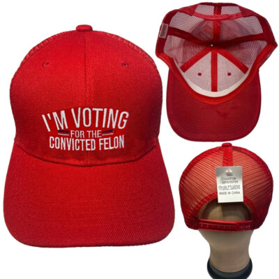 TRUMP WON CONVICTED FELO TRUMP VANCE 2024 EMBROIDERED RED HAT CAP