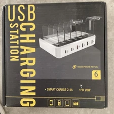 Unbranded 6-Port USB Charging Hub with Cables 5V White