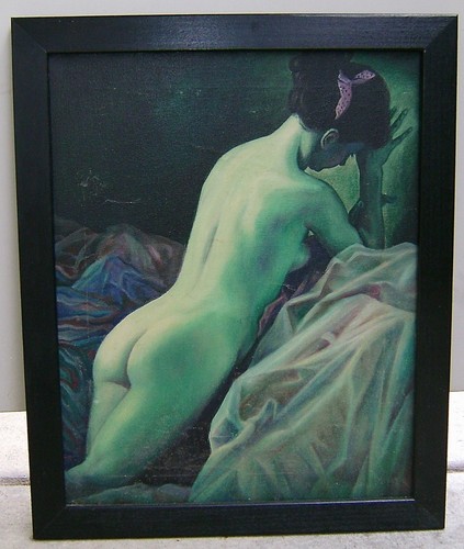 Vintage Framed Oil on Canvas Nude Woman Painting Signed