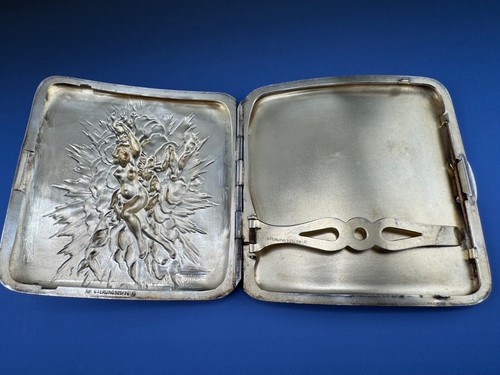 Unger Brothers Sterling Silver Art Nouveau Cigarette Case Nude Lady Celestial - Picture 3 of 7