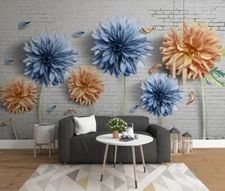 3D Floral Brick Wallpaper Wall Mural Removable Self-adhesive Sticker208