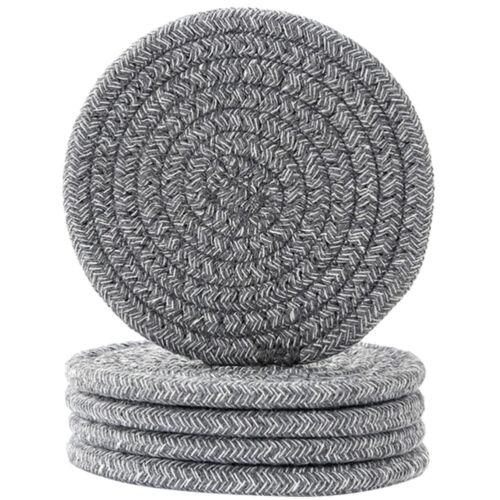 5 Pcs Cotton and Linen Coasters Decorative Placemat Table Cup Pads