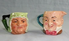 VTG LOT 2 ARTONE MINI PITCHER MUG JUGS MICAWBER CHARACTER DOUBLE FACED ENGLAND