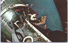 Postcard NASA Apollo 9 EVA Astronaut Scott Space Hatch Earth Gumdrop View Chrome