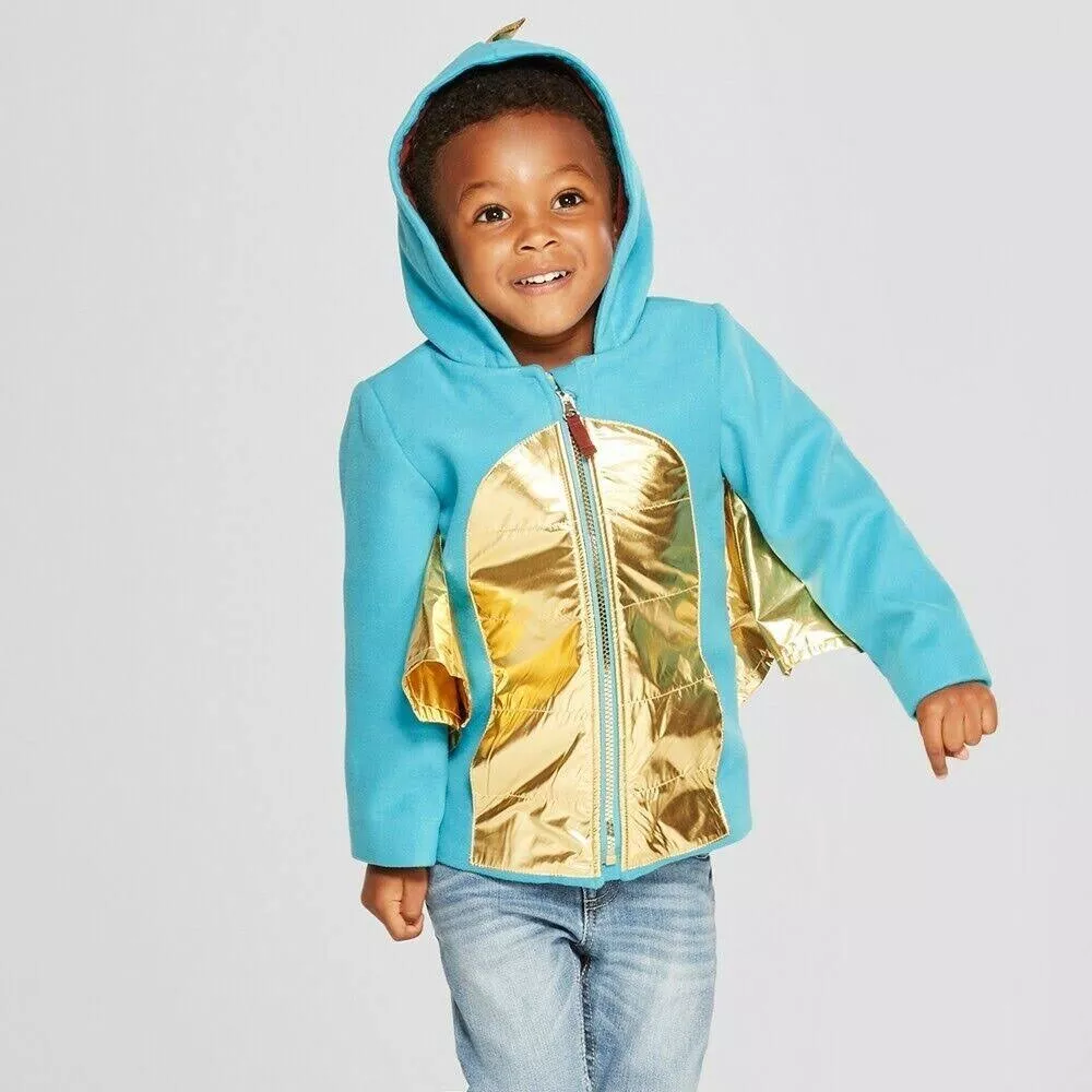 New Toddler Boys Dragon Faux Wool Softshell Jacket Cat Jack