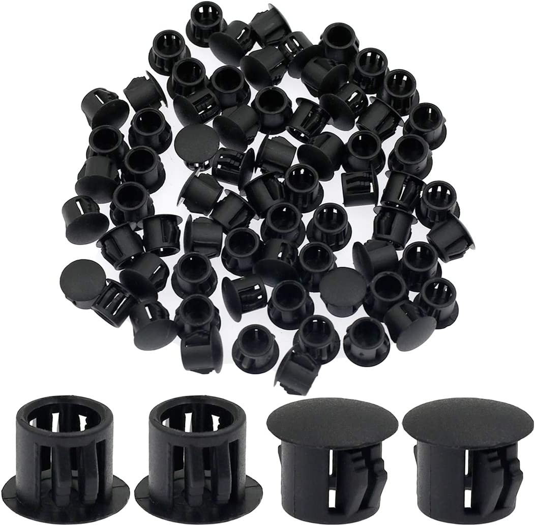 60 Flush-Type 10Mm Black Plastic Hole Plugs, Snap-In Locking End Caps