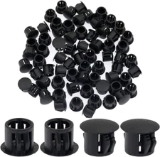 60 Flush-Type 10Mm Black Plastic Hole Plugs, Snap-In Locking End Caps