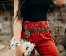 Buffalo Nickel  Indian Head CONCHO Link Belt Silver Western Southwest COWGIRL